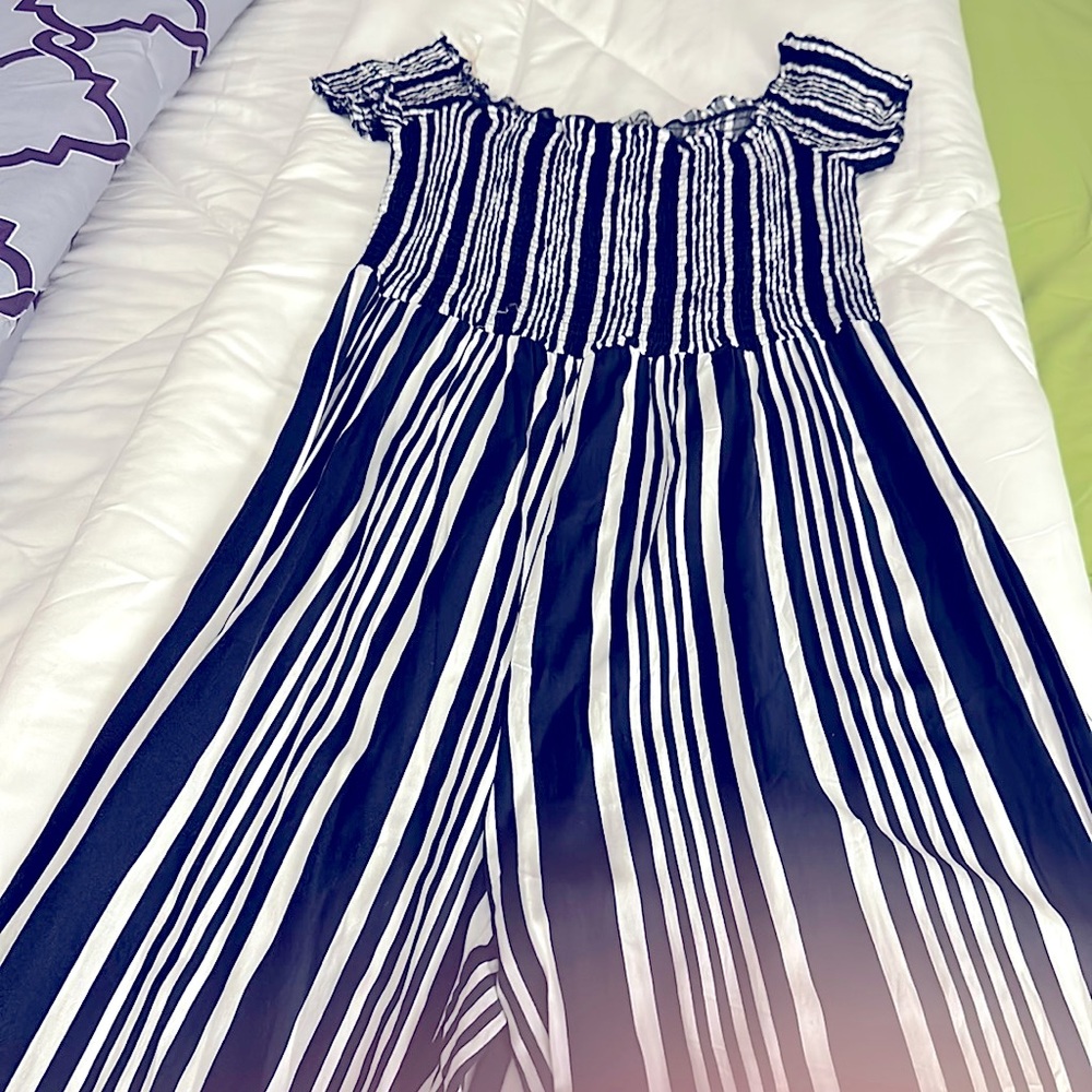 Blue and white jumpsuit
